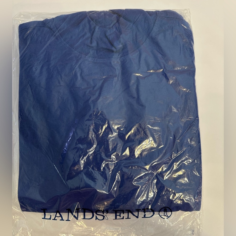 COPY - Lands’ End Men's Super-T Mock Turtleneck- M- Dark Cobalt Blue